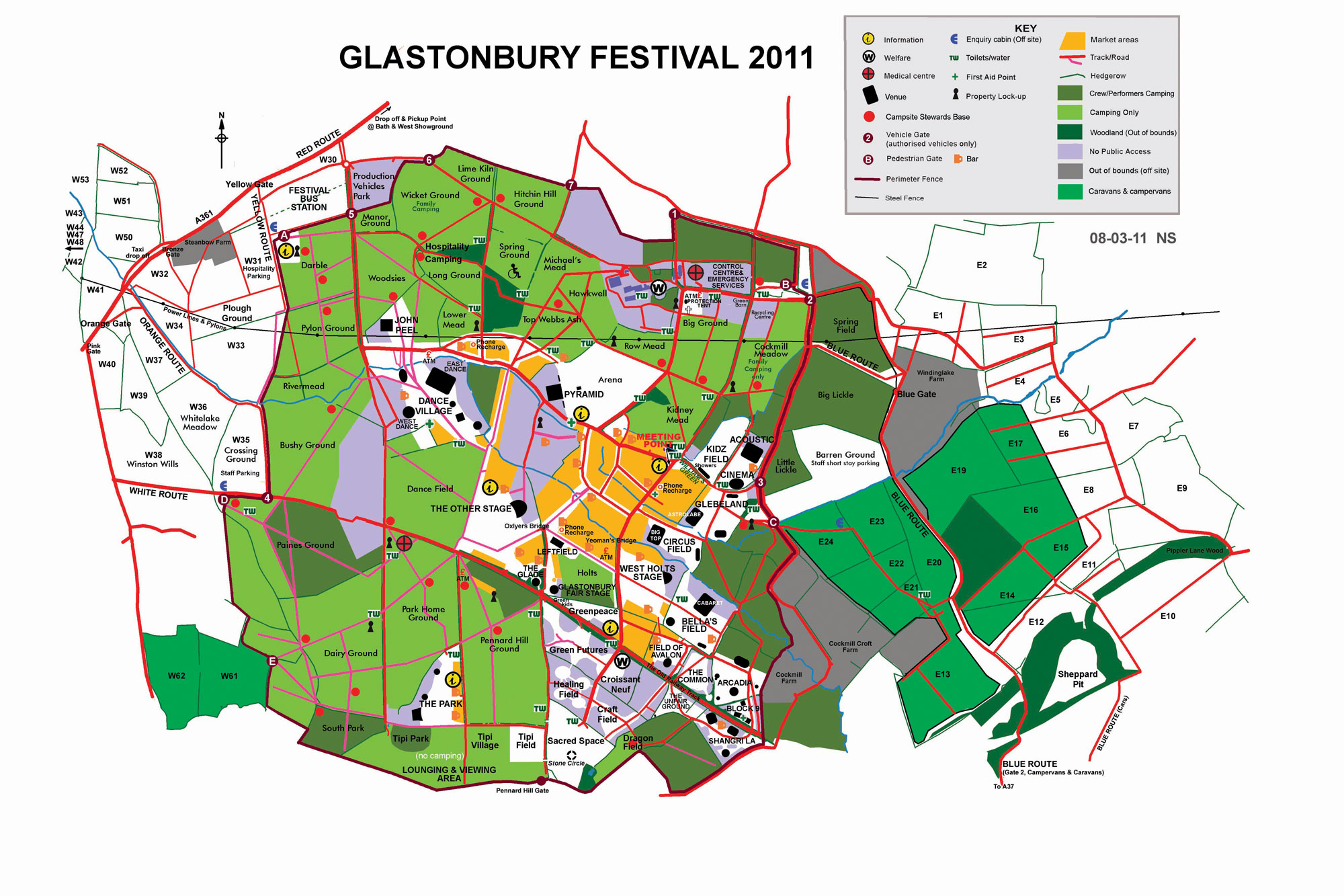 Glastonbury 2011 ' full map ' second version